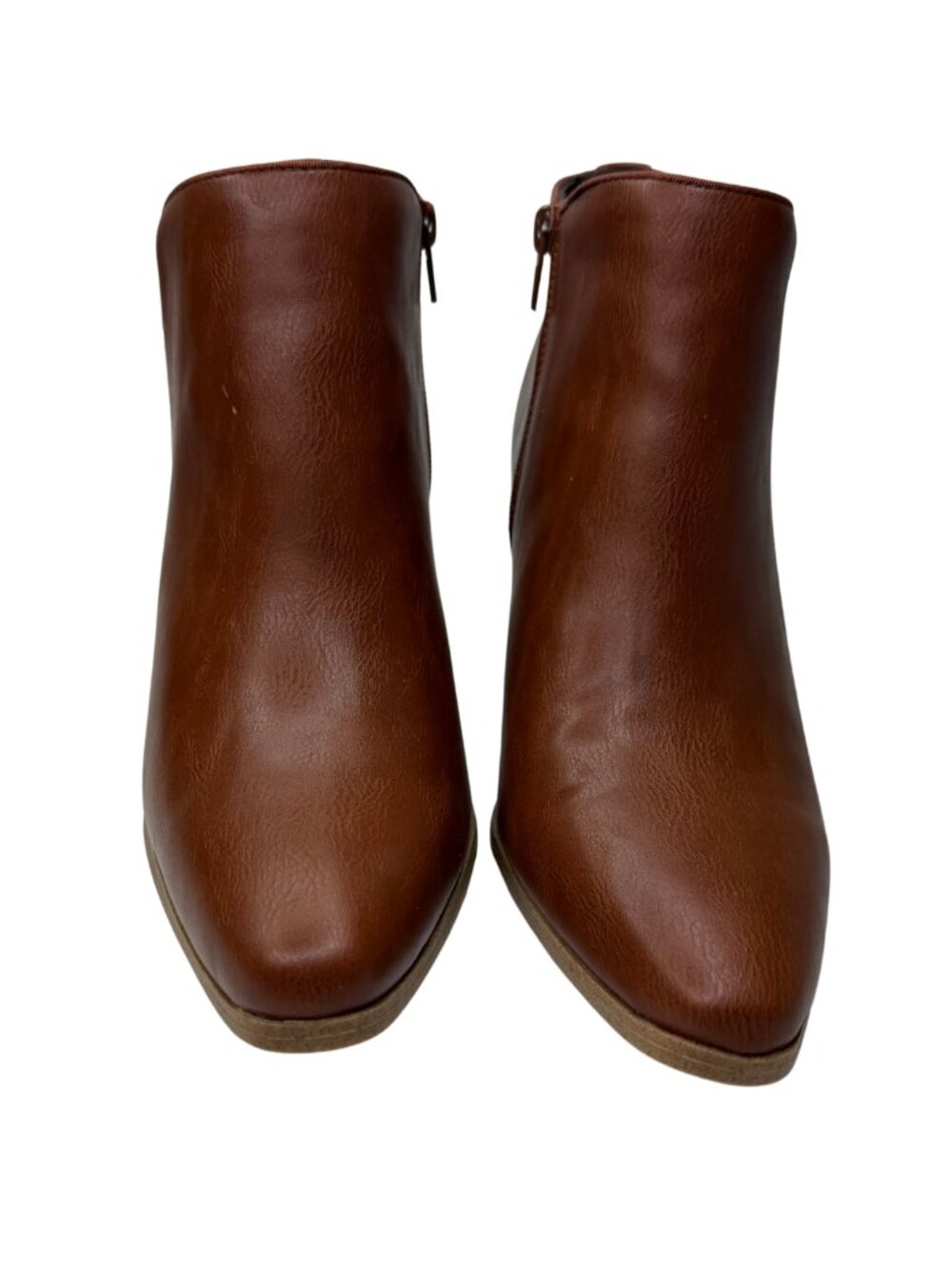 JustFab NWOB Dakota Brown Faux Leather Ankle Boots Pointed Toe Booties Size 8